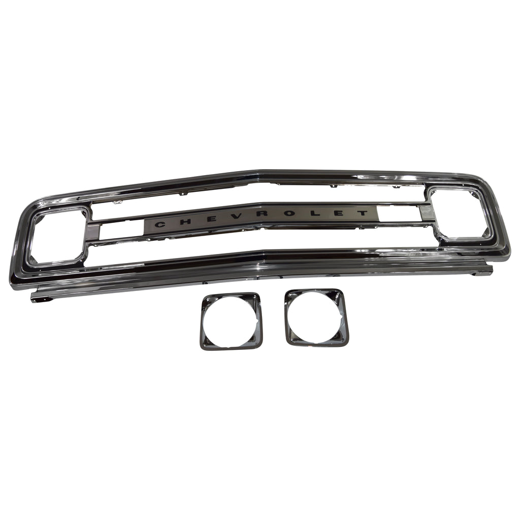 1969-1970 Chevy C10 Pickup Blazer Jimmy Grille Frame Steel Chrome W/ Chevrolet With Grille Support